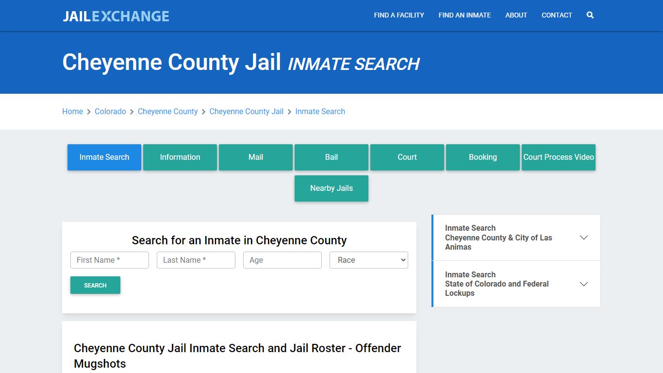 Cheyenne County Jail, CO Inmate Search: Roster & Mugshots