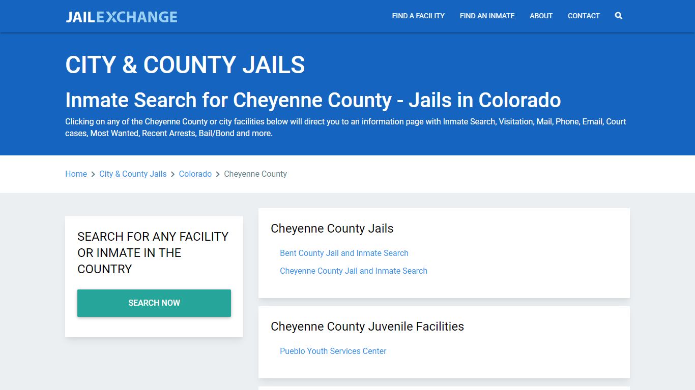 Inmate Search for Cheyenne County | Jails in Colorado - Jail Exchange